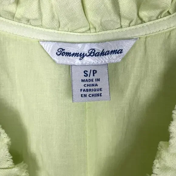 Tommy Bahama Two Palms Ruffle Linen Shift Dress Beach Vacation Green Size Small - Picture 15 of 16